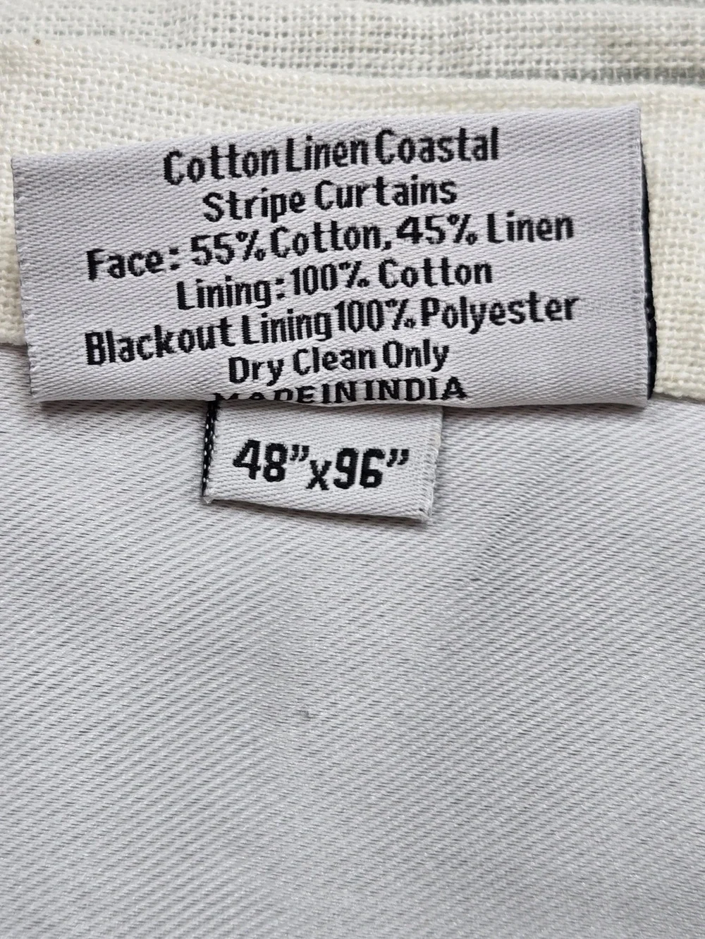 QUINCE Set 2 48x96 Coastal Stripe Sage Linen Cotton True Blackout Curtains 9225